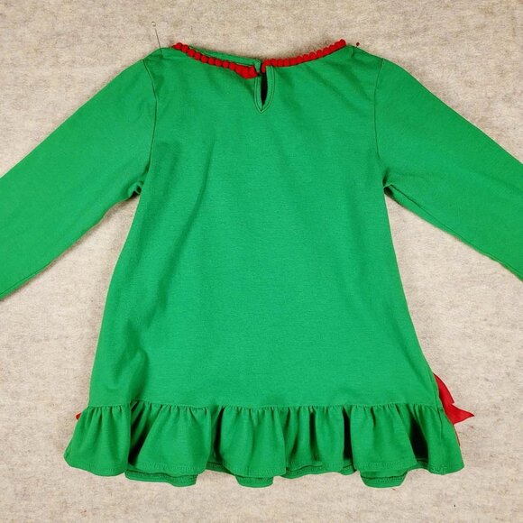 Rare Editions Girls Christmas Green Dress Size 5 Long Sleeved Holiday Santa - Picture 3 of 15